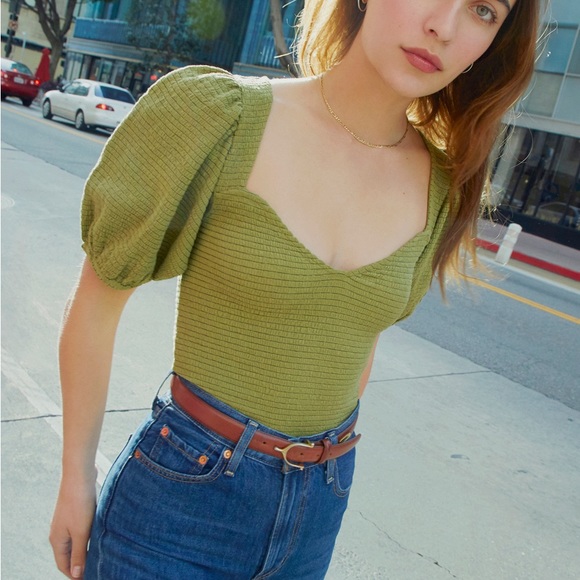 NATION LTD Bianca 80’s Smocked Tee - Picture 1 of 7